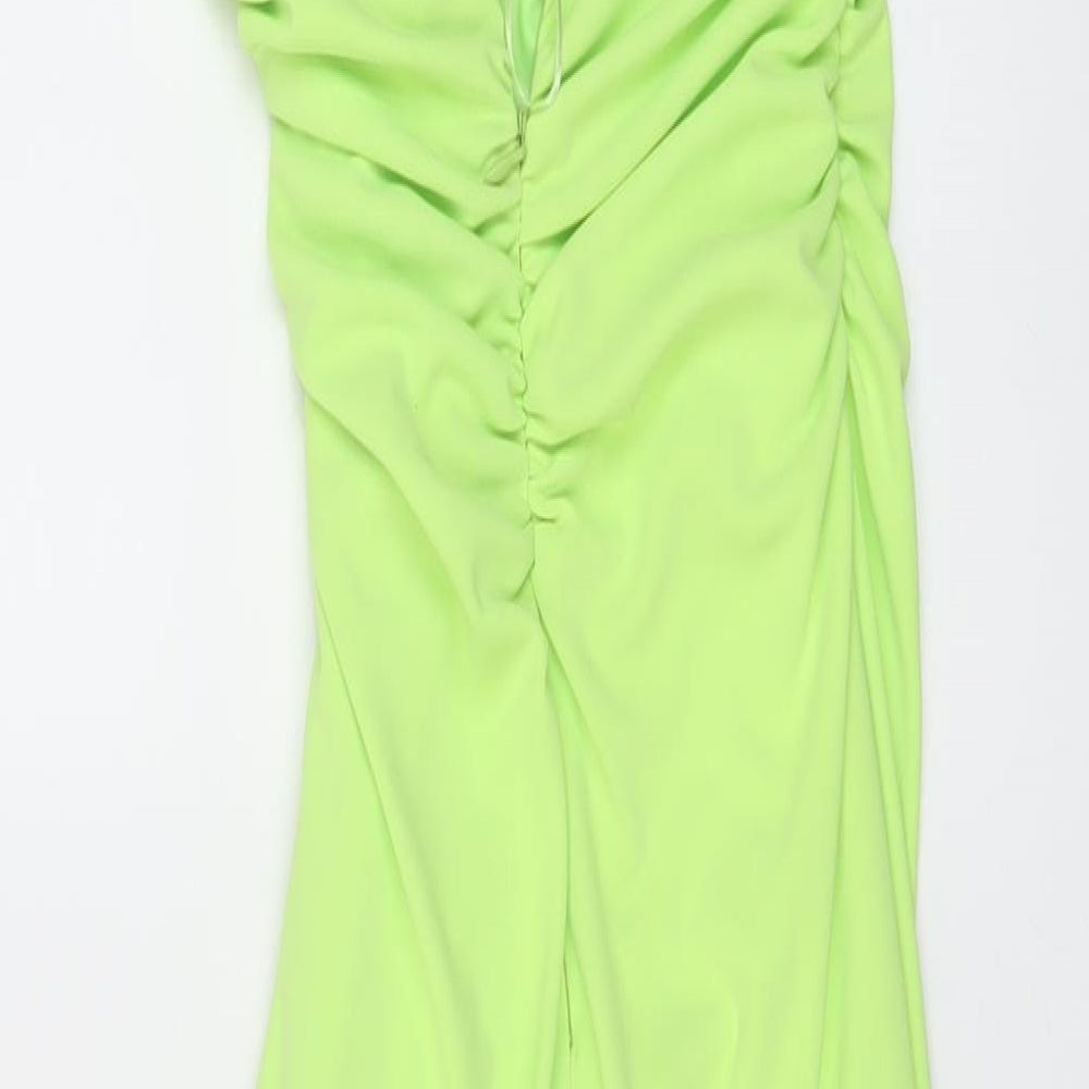 Zara Womens Green Polyester A-Line Size XS Halter Zip