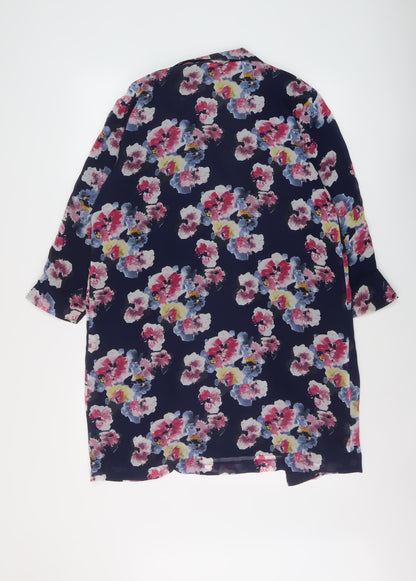 Sans Souci Womens Blue Floral Jacket Size M
