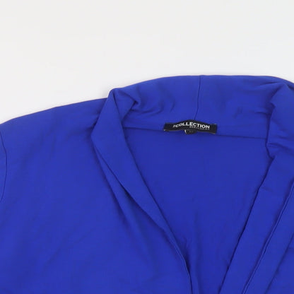 Womens UK Size 12 Debenhams Blue Wrap Blouse