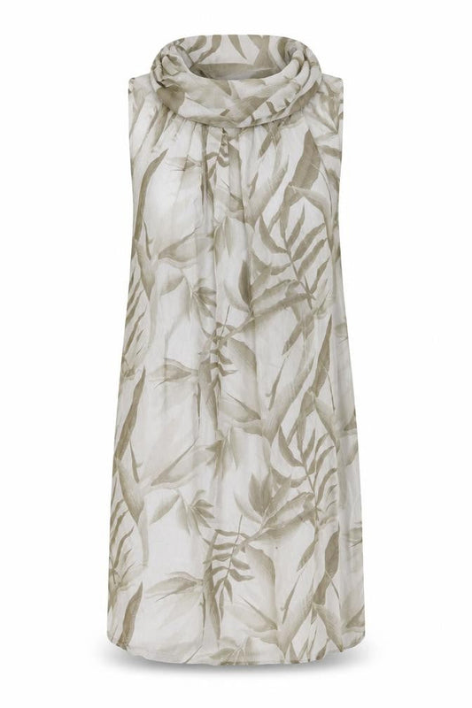 Elena Bardi Womens Beige Geometric Polyester Tank Dress Size M Cowl Neck Pullover