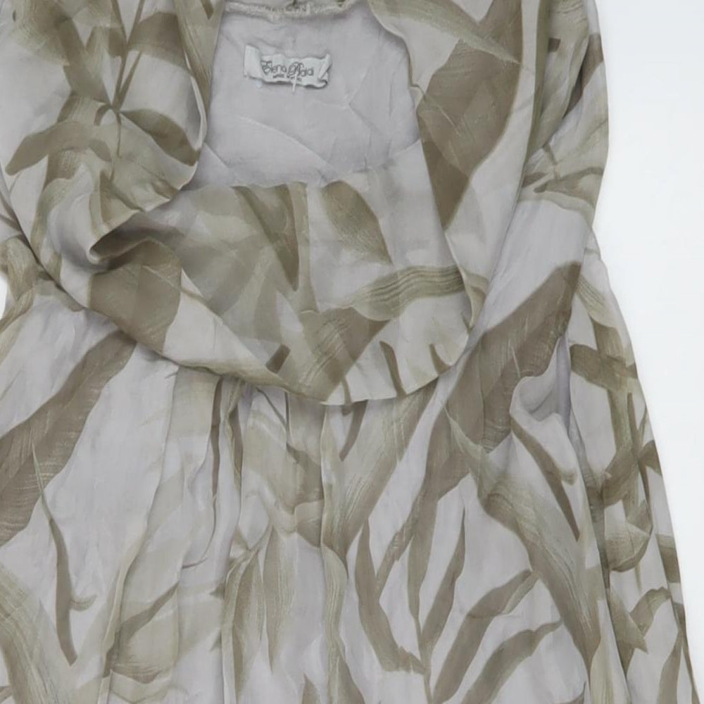 Elena Bardi Womens Beige Geometric Polyester Tank Dress Size M Cowl Neck Pullover