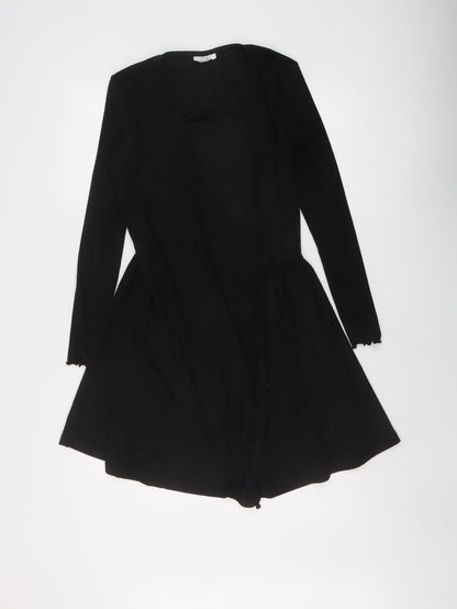 Topshop Womens Black Polyester Wrap Dress Size 10 V-Neck Tie