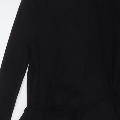 Topshop Womens Black Polyester Wrap Dress Size 10 V-Neck Tie