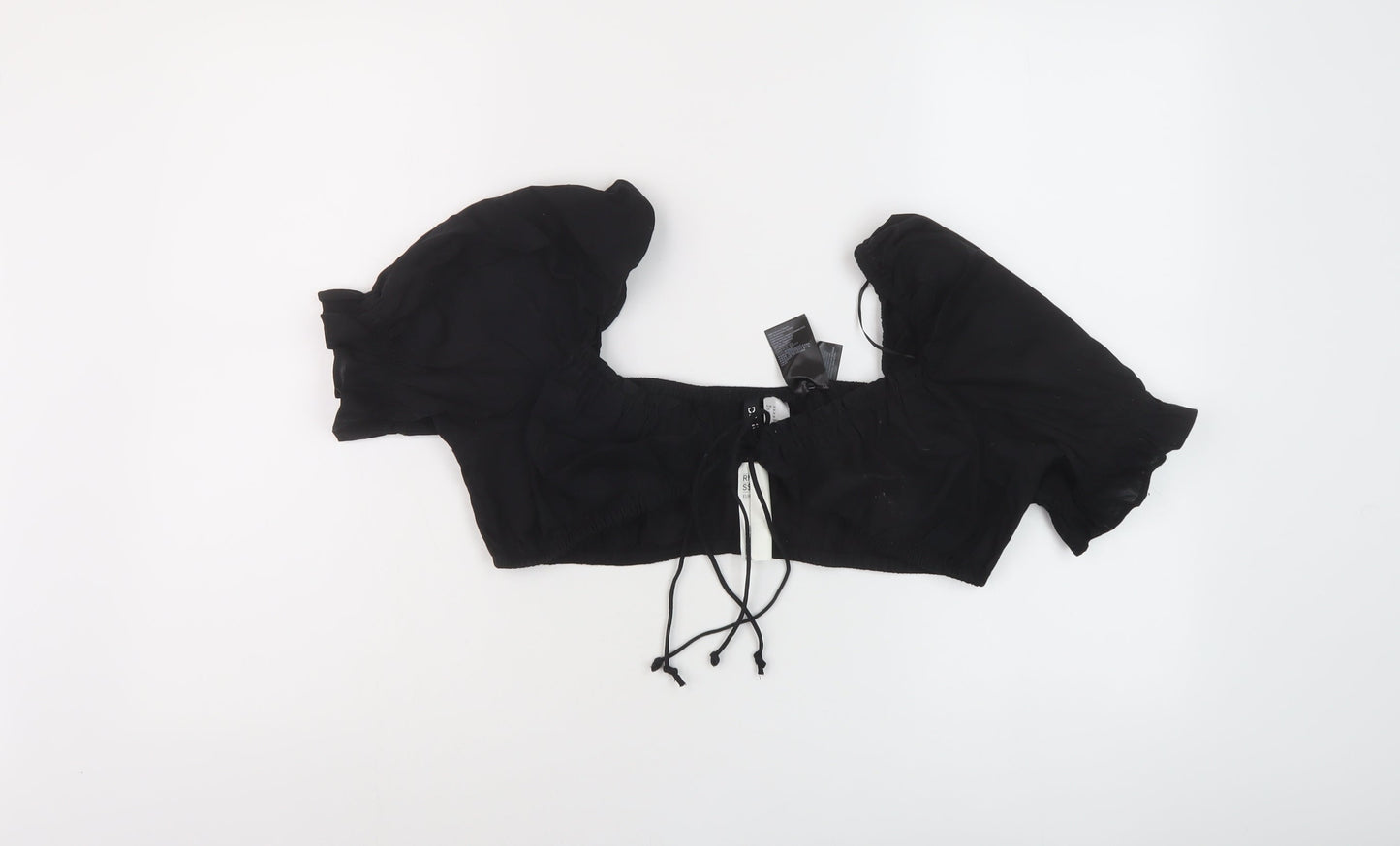 Womens UK Size M H&M Black Cropped Blouse