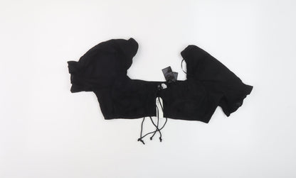 Womens UK Size M H&M Black Cropped Blouse