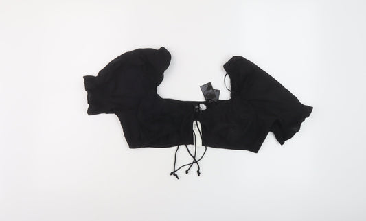 Womens UK Size M H&M Black Cropped Blouse