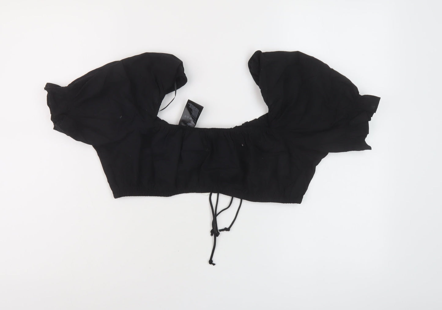 Womens UK Size M H&M Black Cropped Blouse