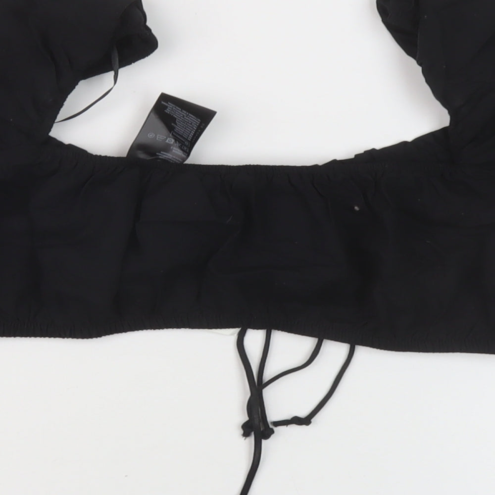 Womens UK Size M H&M Black Cropped Blouse