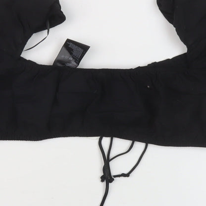 Womens UK Size M H&M Black Cropped Blouse