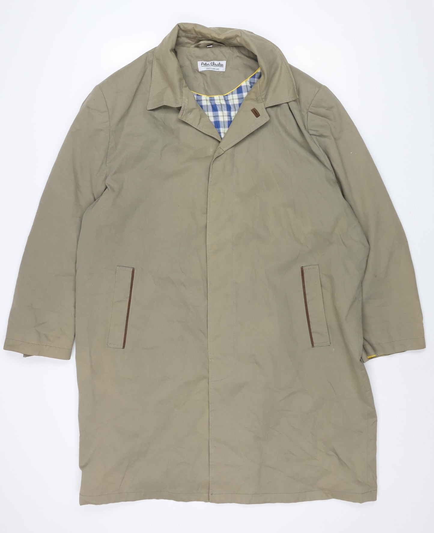 Mens UK Size XL Peter Christian Beige Trench Coat