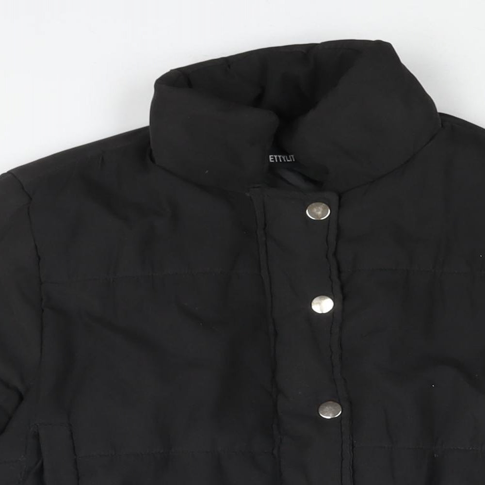 Womens UK Size 6 PRETTYLITTLETHING Black Puffer Jacket
