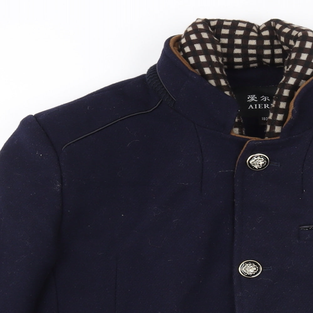 Aierma Mens Blue Pea Coat Coat Size XL Button