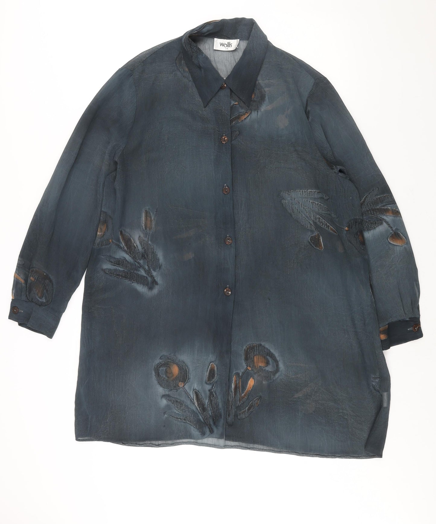 Womens UK Size 14 Wallis Blue Tunic Button-Up