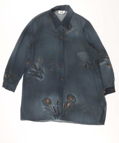 Womens UK Size 14 Wallis Blue Tunic Button-Up
