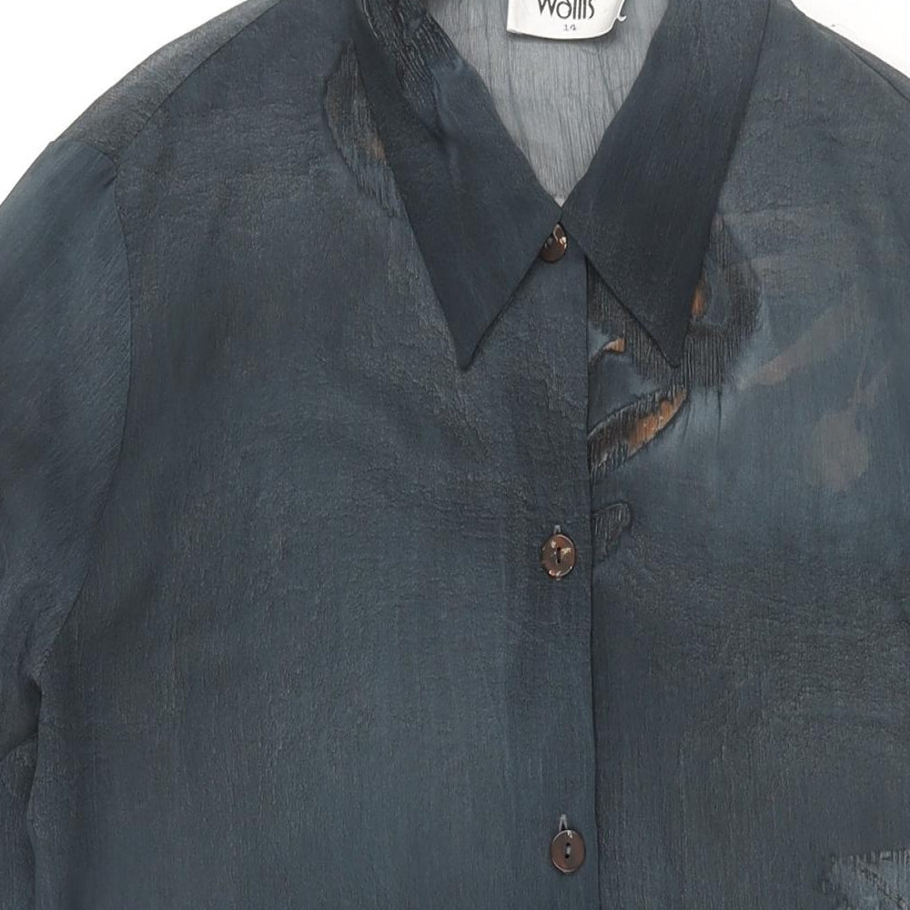 Womens UK Size 14 Wallis Blue Tunic Button-Up