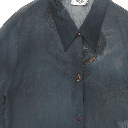 Womens UK Size 14 Wallis Blue Tunic Button-Up