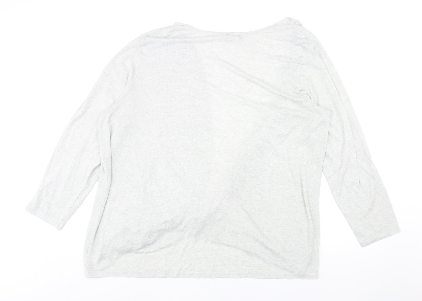 Kim&Co. Womens Grey V-Neck Viscose Cardigan Jumper Size 3XL