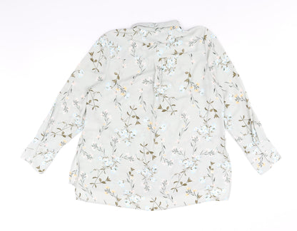 New Look Womens Green Floral Polyester Basic Blouse Size 14 Collared