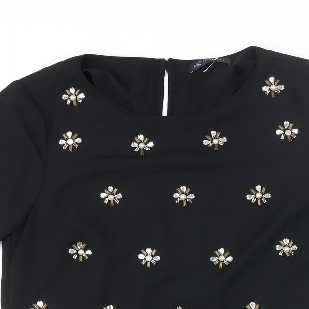 Womens UK Size 10 Marks and Spencer Black Basic Blouse