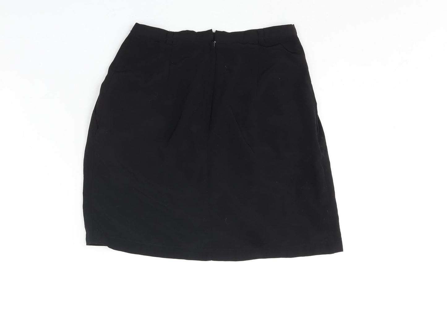 H&M Womens Black Polyester A-Line Skirt Size 6 Zip
