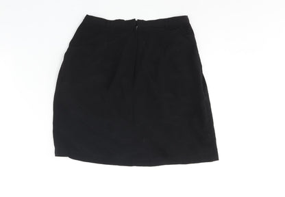 H&M Womens Black Polyester A-Line Skirt Size 6 Zip
