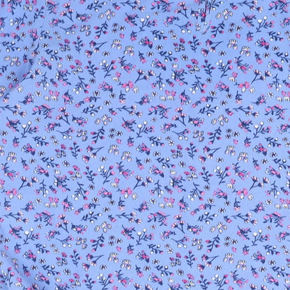 Bonmarché Womens Blue Geometric Polyester Basic Blouse Size 14 Round Neck - Floral Print Eyelet Asymmetric