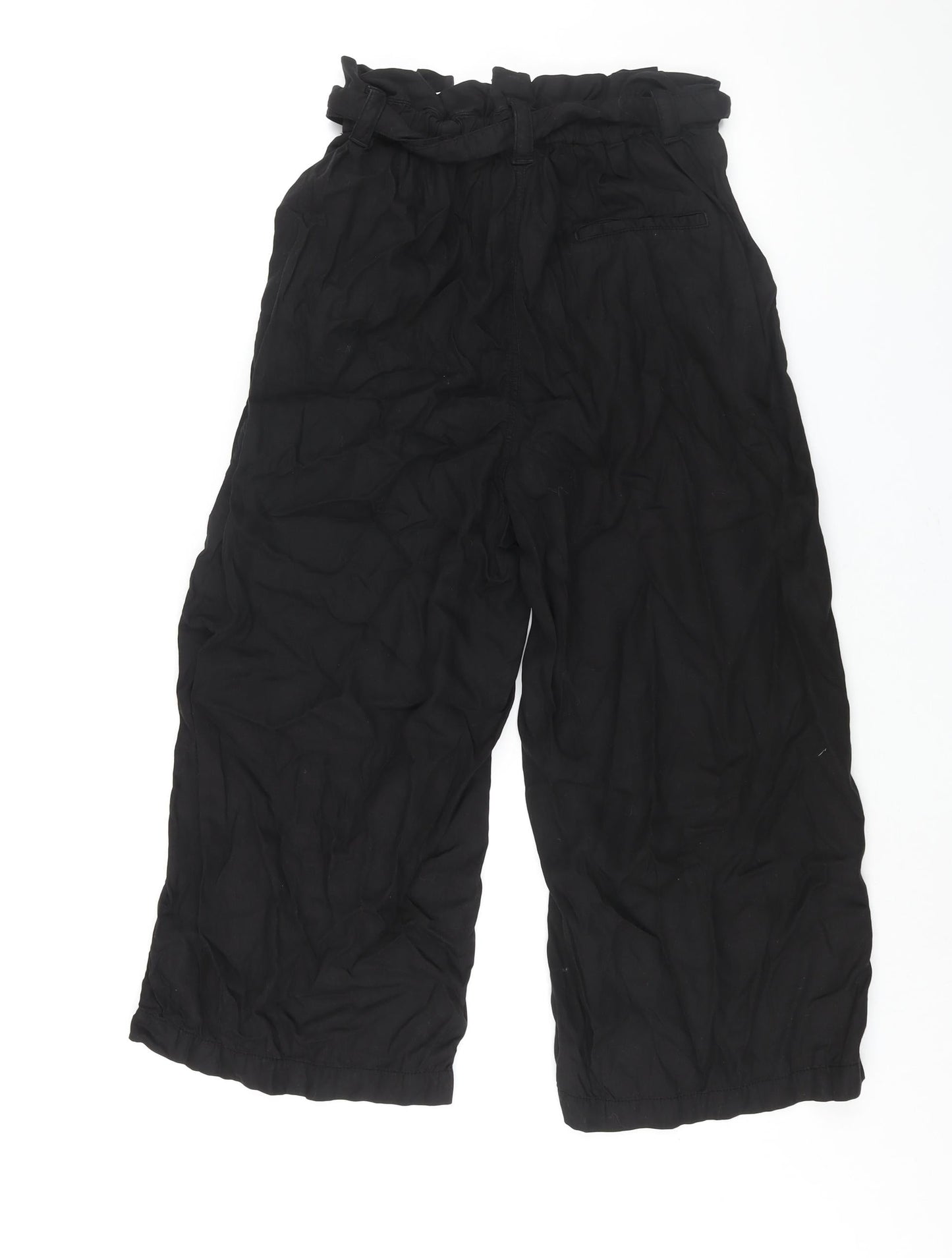 Womens UK Size S Zara Regular Fit Cropped Black Trousers