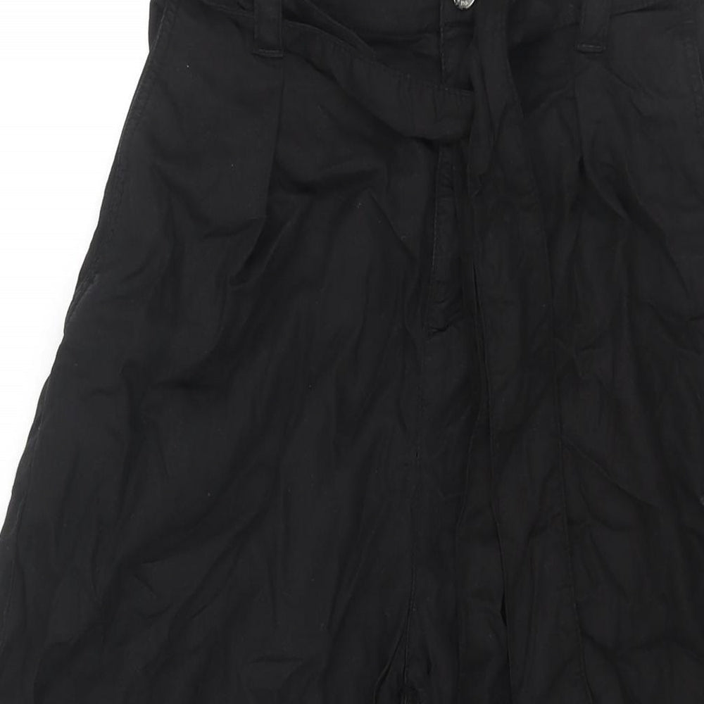 Womens UK Size S Zara Regular Fit Cropped Black Trousers