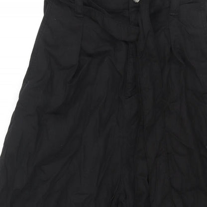 Womens UK Size S Zara Regular Fit Cropped Black Trousers