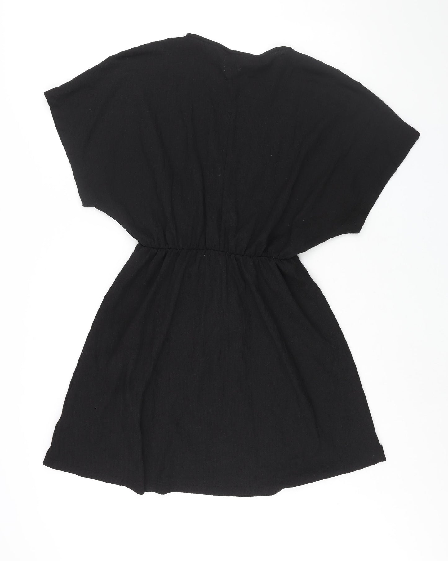 H&M Womens Black Polyester Wrap Dress Size M V-Neck Pullover