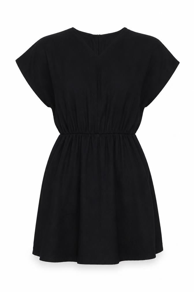 H&M Womens Black Polyester Wrap Dress Size M V-Neck Pullover