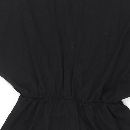 H&M Womens Black Polyester Wrap Dress Size M V-Neck Pullover