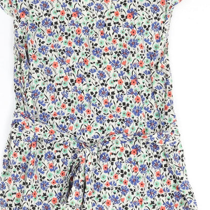 Dorothy Perkins Womens Multicoloured Floral Cotton Mini Size 10 V-Neck Pullover - Frill Belted