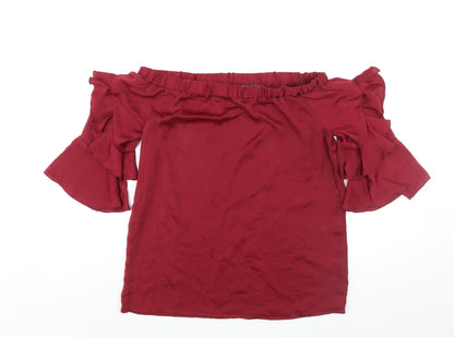Womens UK Size 8 QED London Red Basic Blouse