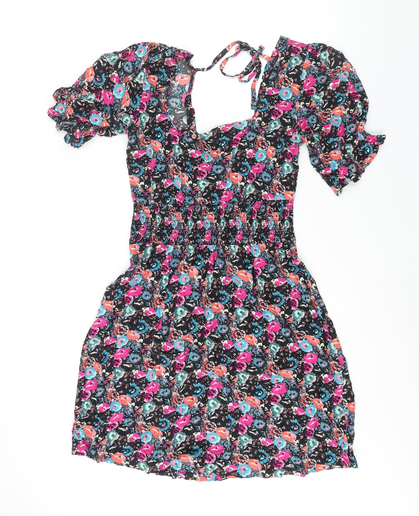 NEXT Womens Multicoloured Geometric Viscose Shift Size 12 Square Neck Tie