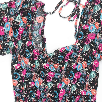 NEXT Womens Multicoloured Geometric Viscose Shift Size 12 Square Neck Tie