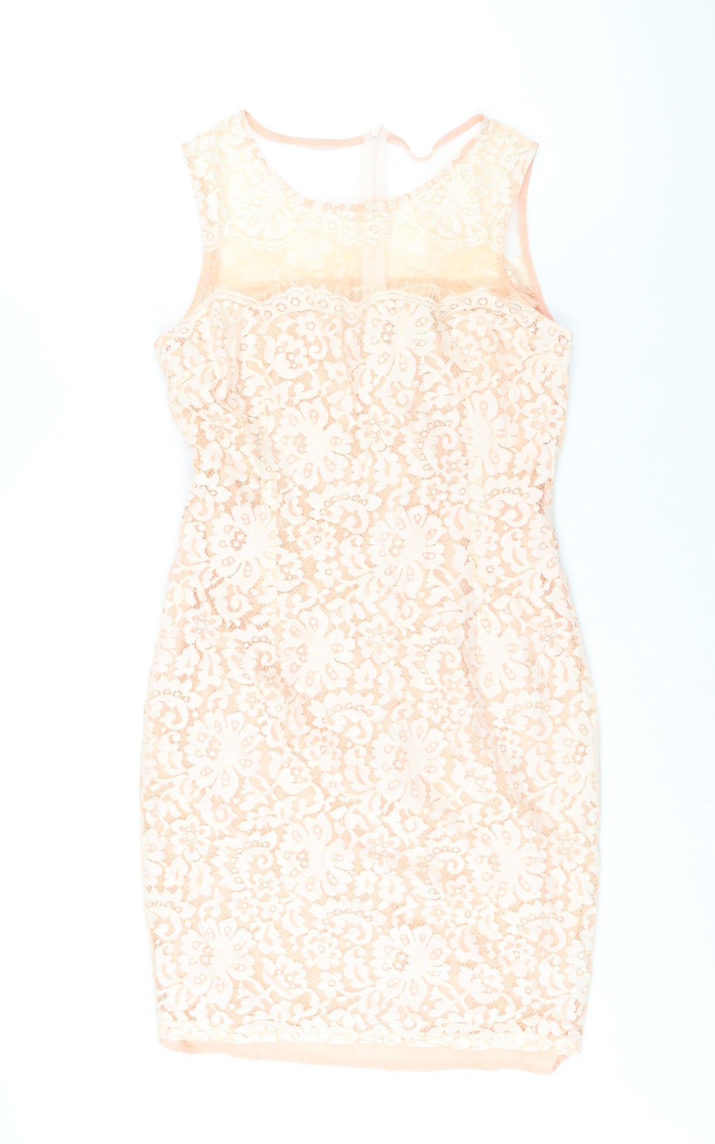 Cameo Rose Womens Pink Polyester Bodycon Size 12 Round Neck Zip