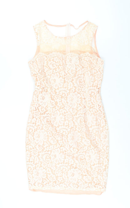 Cameo Rose Womens Pink Polyester Bodycon Size 12 Round Neck Zip