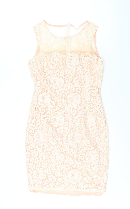 Cameo Rose Womens Pink Polyester Bodycon Size 12 Round Neck Zip