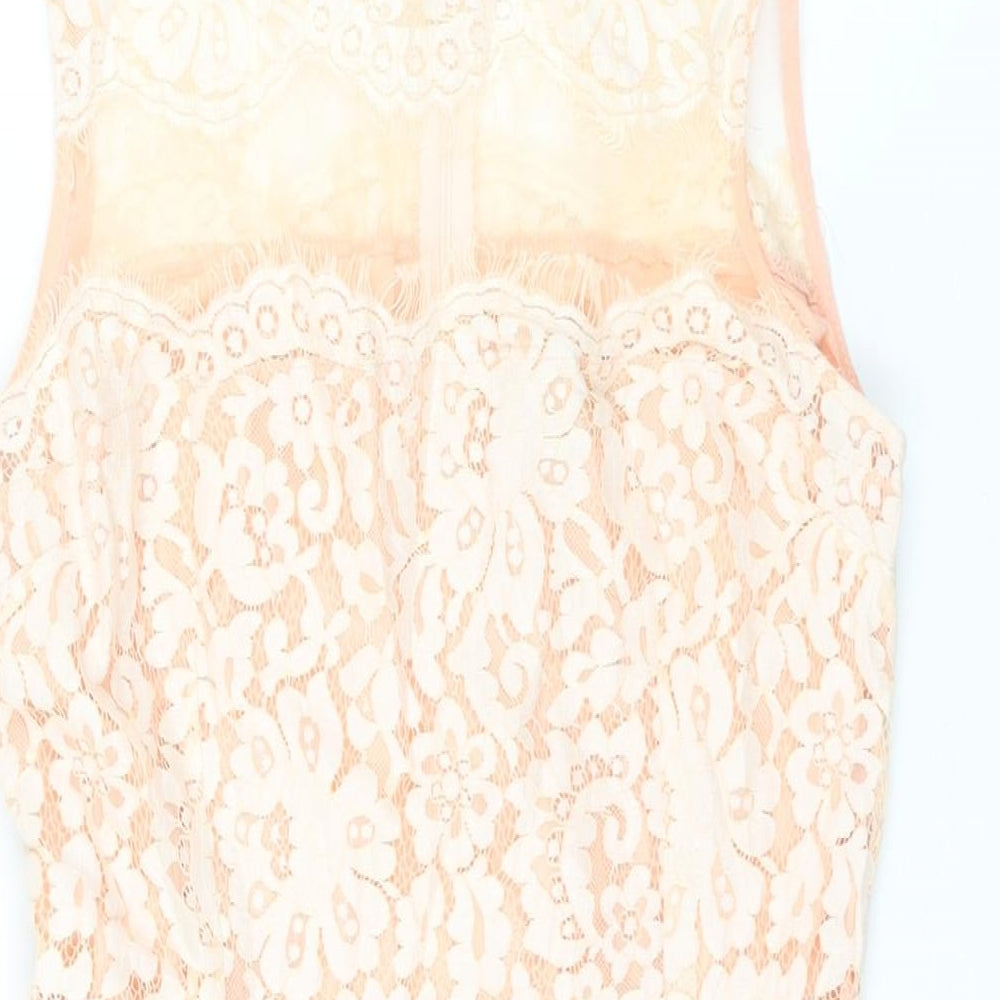 Cameo Rose Womens Pink Polyester Bodycon Size 12 Round Neck Zip