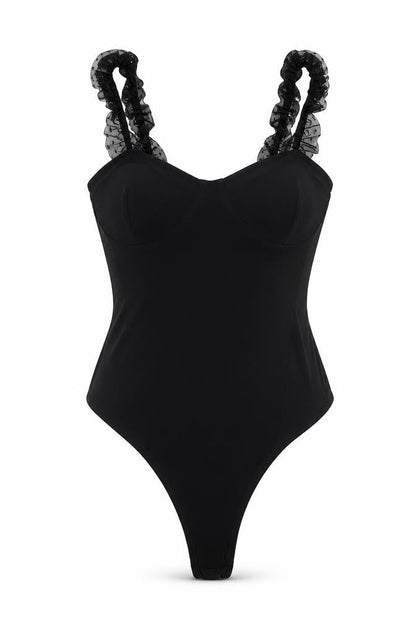 Womens UK Size 10 PRETTYLITTLETHING One-Piece Black Bodysuit