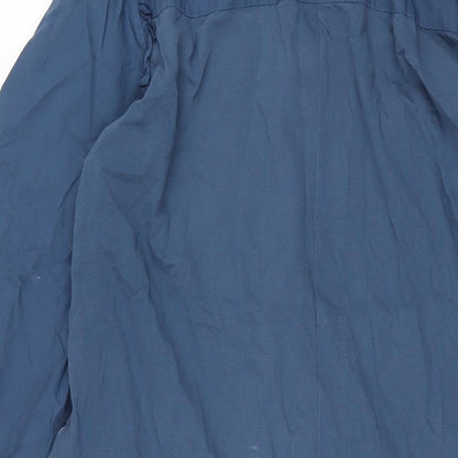 Zara Womens Blue Cotton Shirt Dress Size M Collared Button - Frill