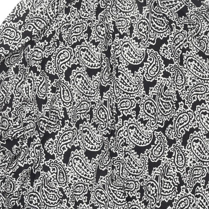 H&M Womens Black Geometric Viscose Shift Size S Collared Pullover