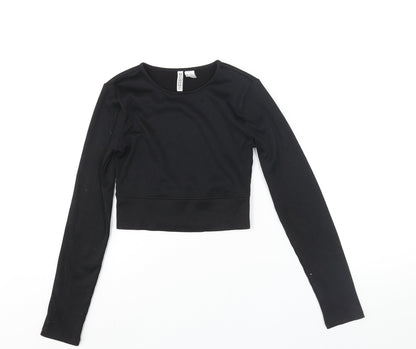 Womens UK Size S Divided by H&M Black Cropped Blouse