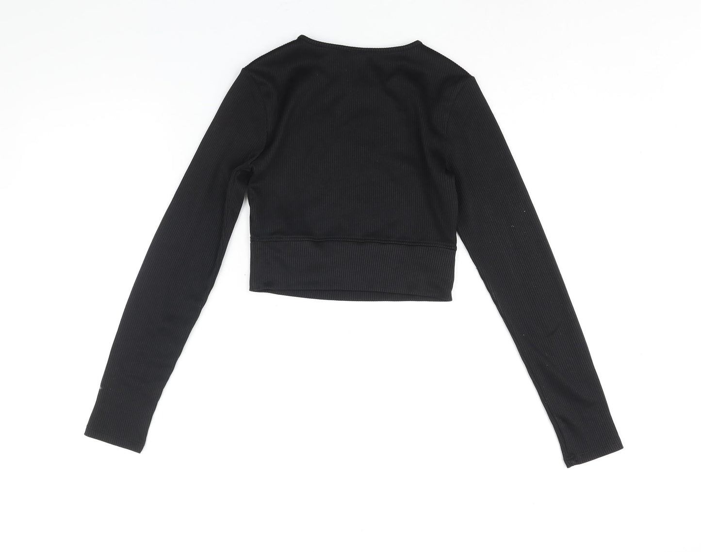 Womens UK Size S Divided by H&M Black Cropped Blouse