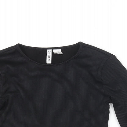 Womens UK Size S Divided by H&M Black Cropped Blouse