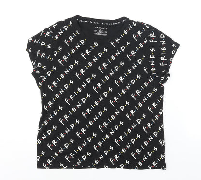 Womens UK Size 8 Friends Black Basic T-Shirt