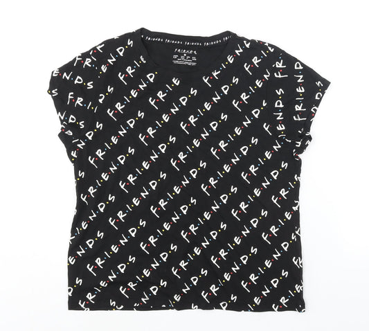 Womens UK Size 8 Friends Black Basic T-Shirt