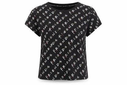 Womens UK Size 8 Friends Black Basic T-Shirt