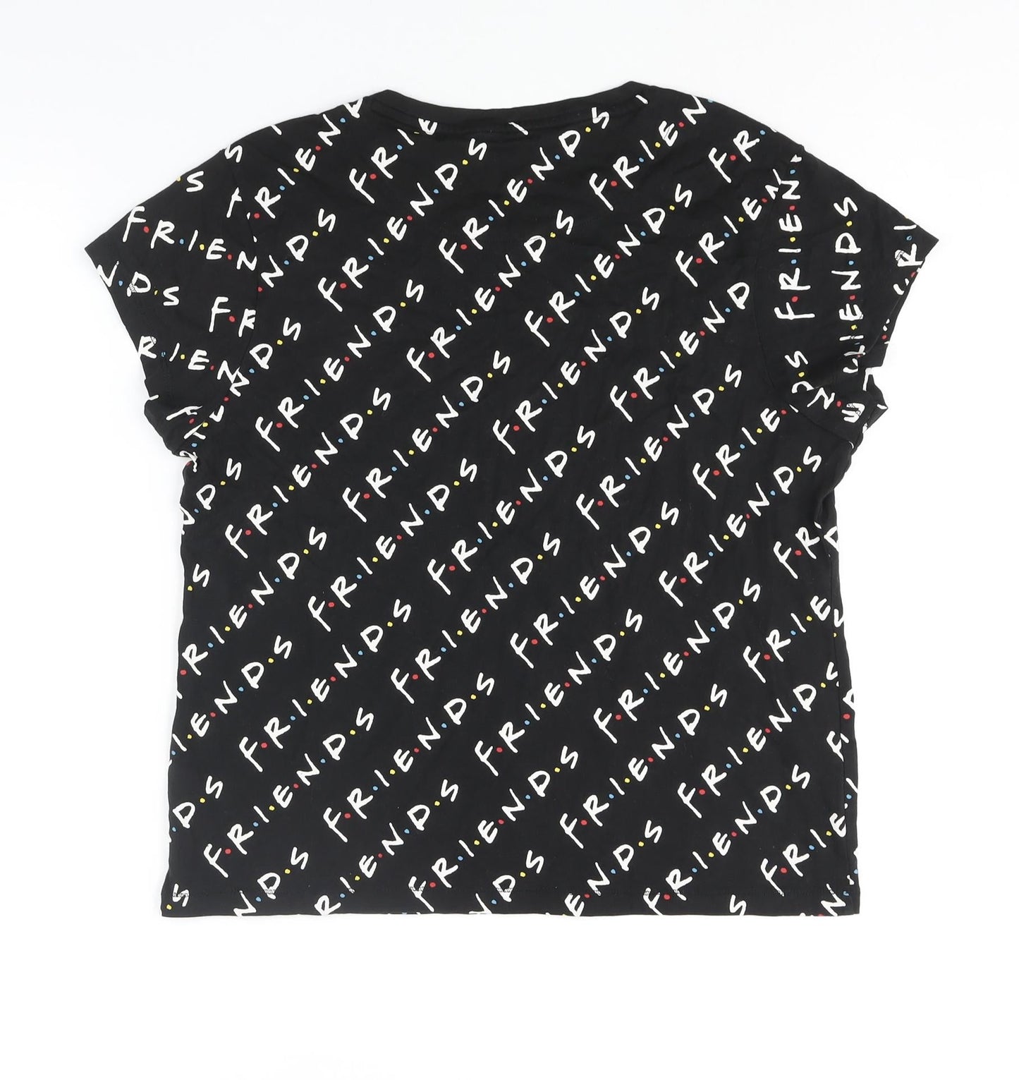 Womens UK Size 8 Friends Black Basic T-Shirt